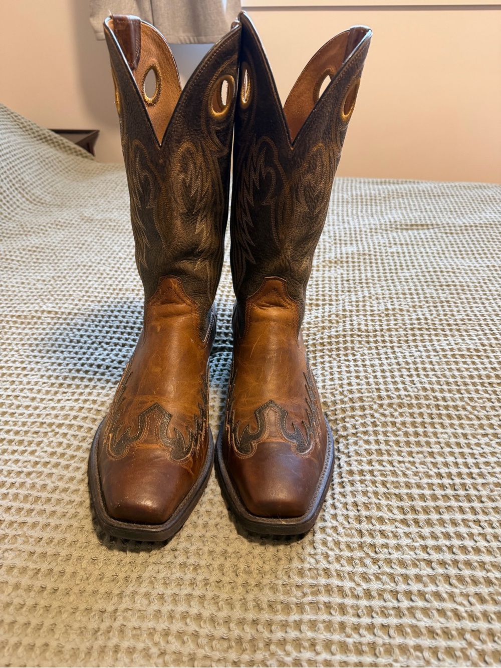 Ariat Brown and Dark Brown Western Pull-On Cowboy Boots